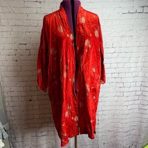 Vintage Solz Squirrel red satin kimono robe size small